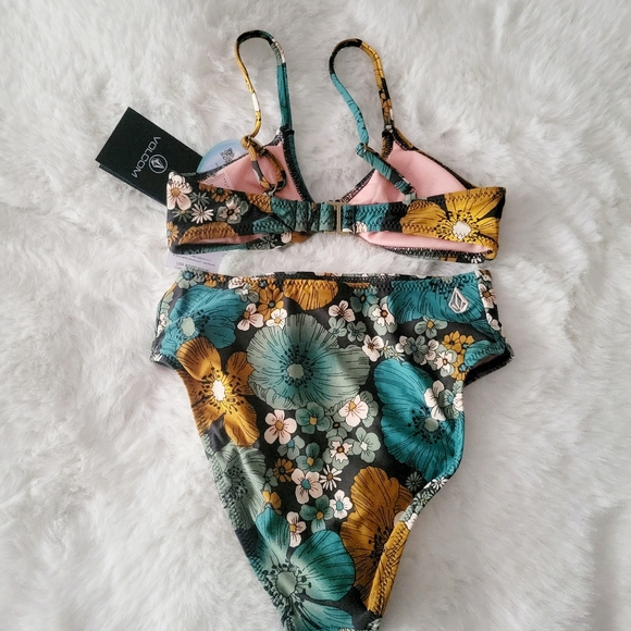 🐠VOLCOM GIRLS NOTHING BUD LOVE BIKINI SET - JADE SIZE 8 - Picture 4 of 4